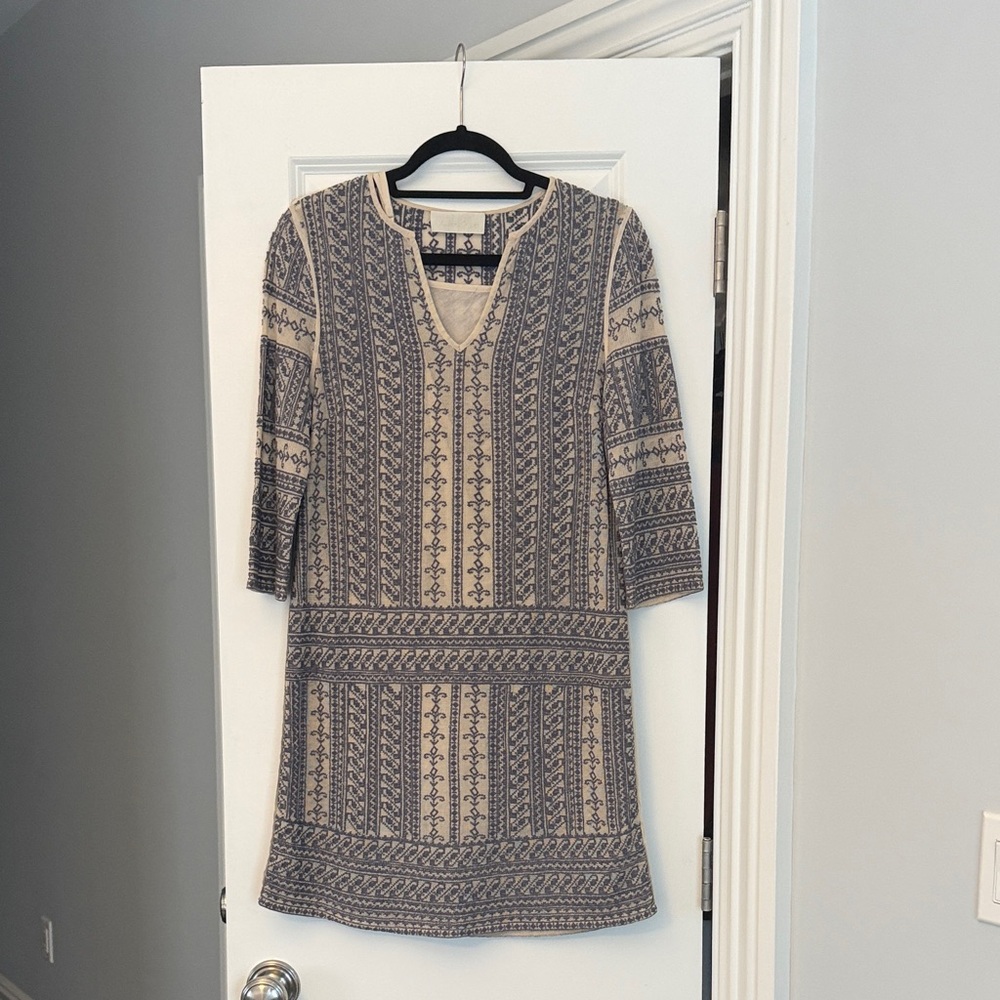 Love Sam Navy and Cream Long Sleeve Mini Dress